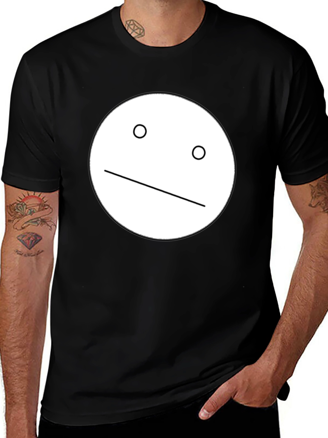 Minimalist Face Graphic Black T-Shirt