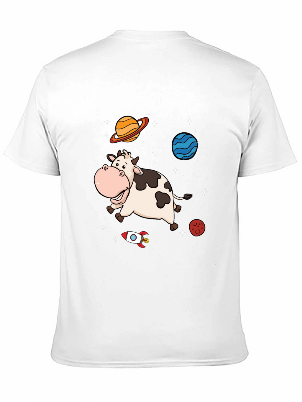 Space Cow Graphic Tee - Black Cotton T-Shirt