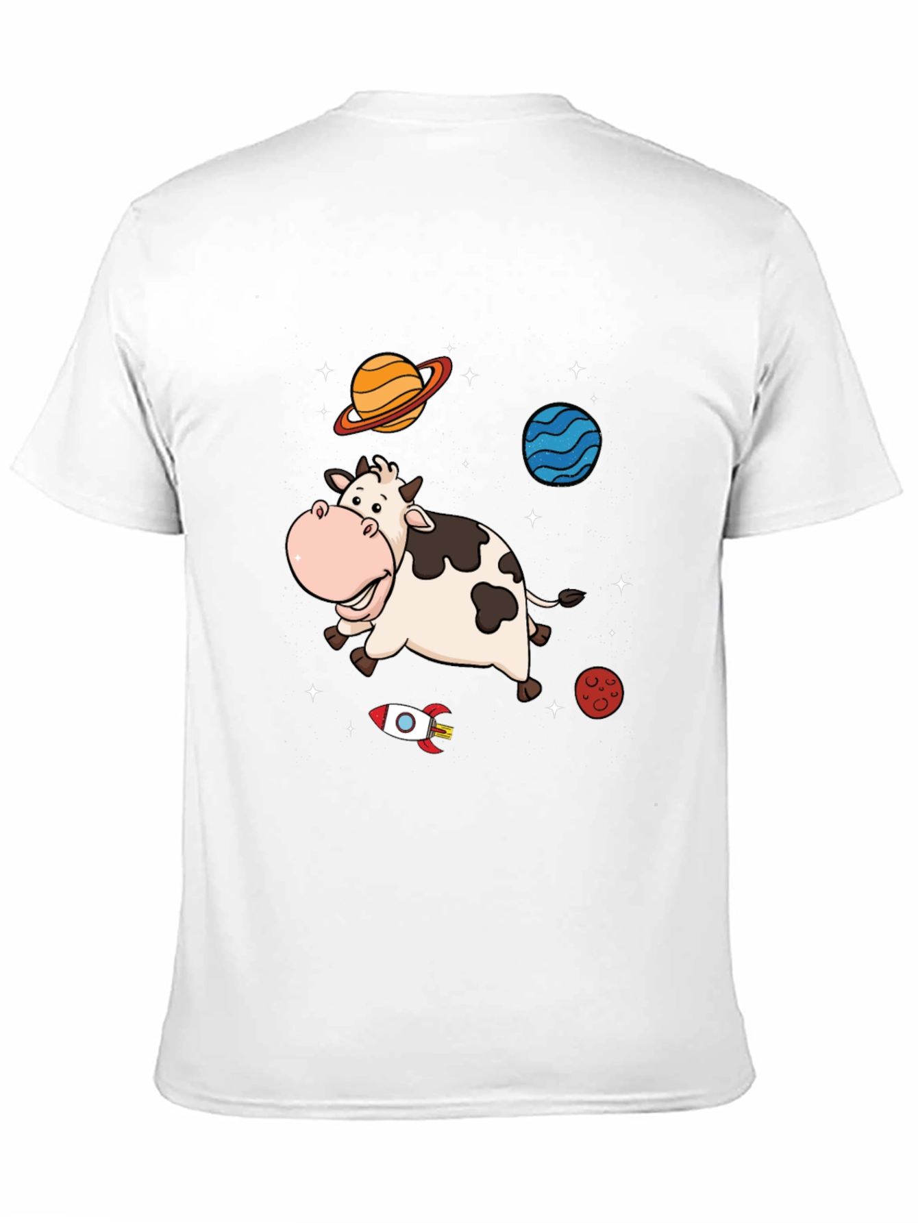 Space Cow Graphic Tee - Black Cotton T-Shirt