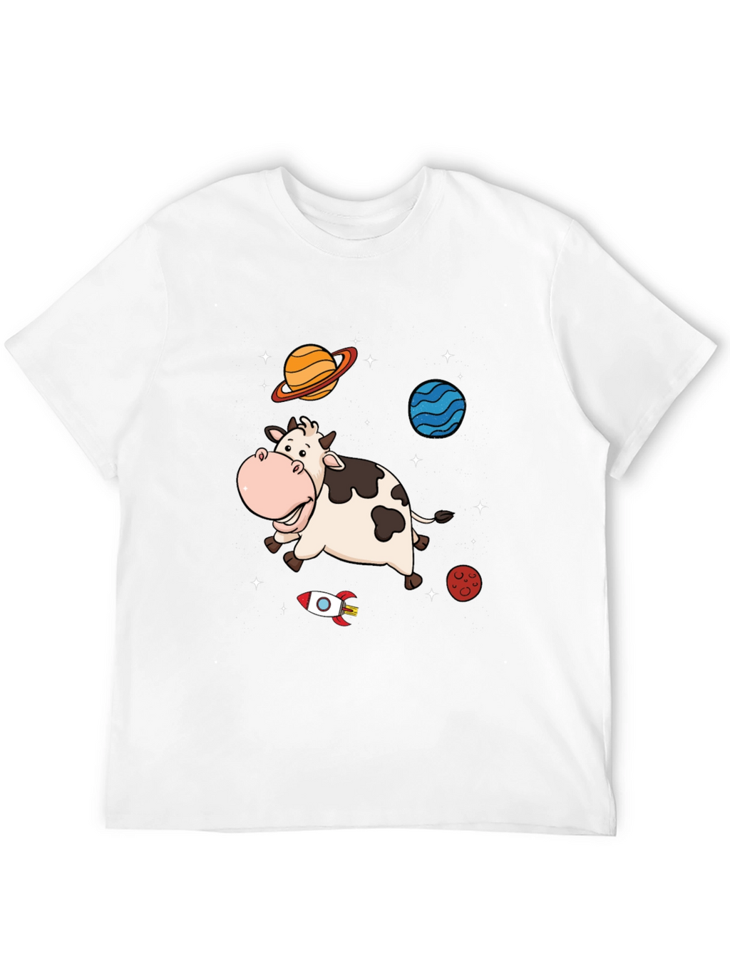 Space Cow Graphic Tee - Black Cotton T-Shirt