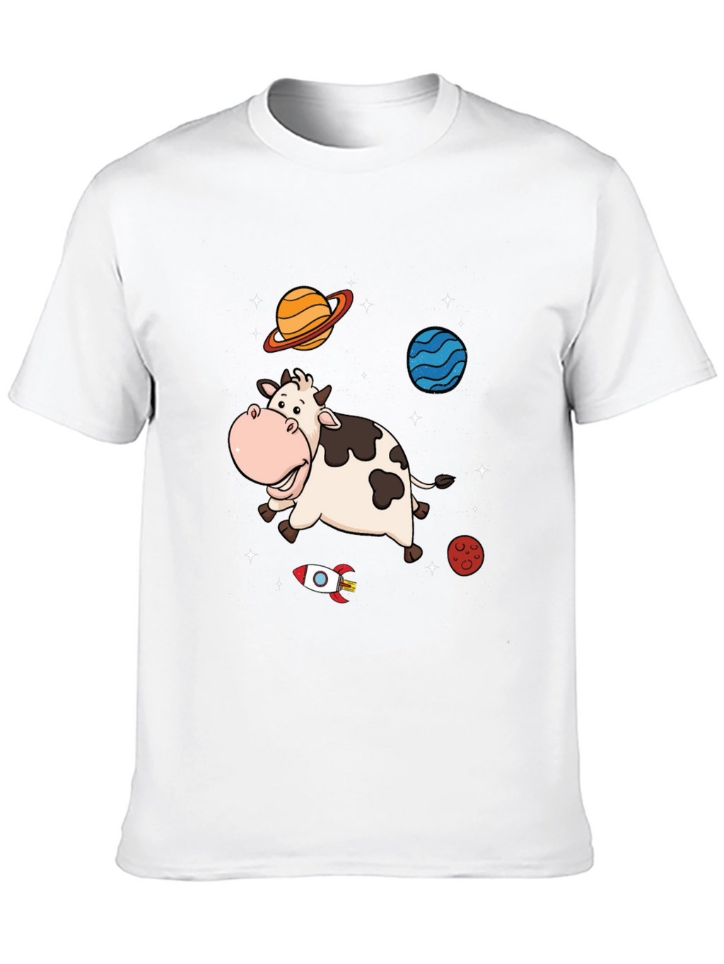 Space Cow Graphic Tee - Black Cotton T-Shirt