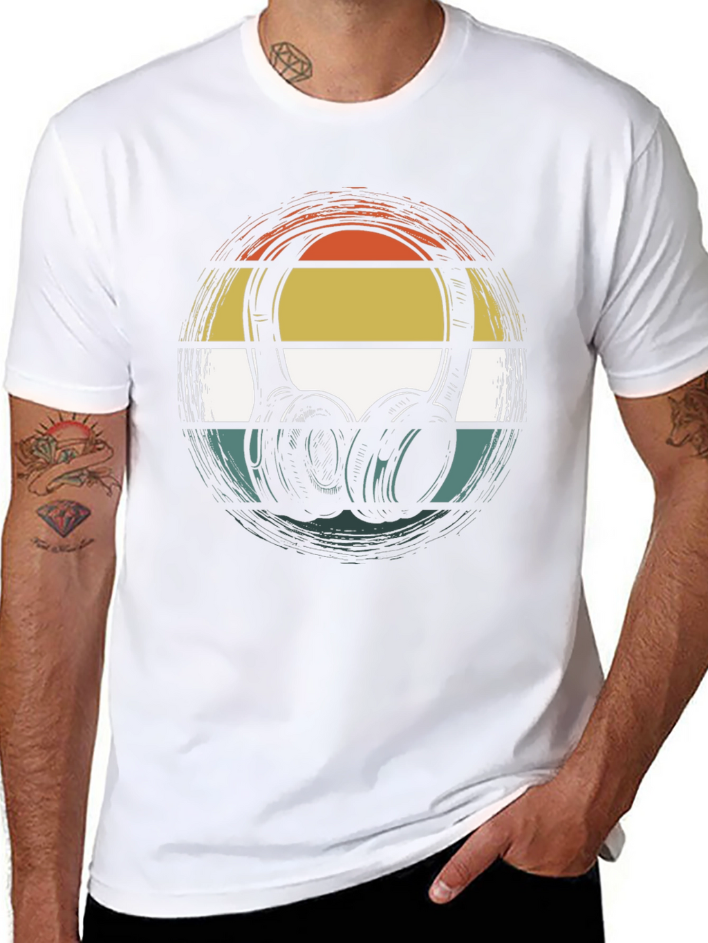 Retro Headphones Graphic Tee - Classic Style