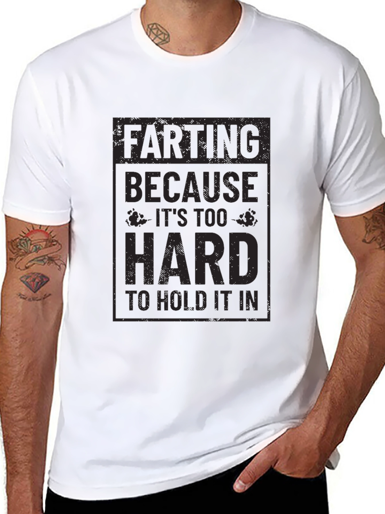 Funny Farting Graphic Tee - Too Hard to Hold In