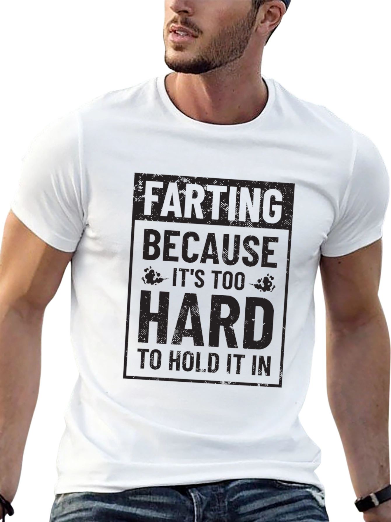 Funny Farting Graphic Tee - Too Hard to Hold In