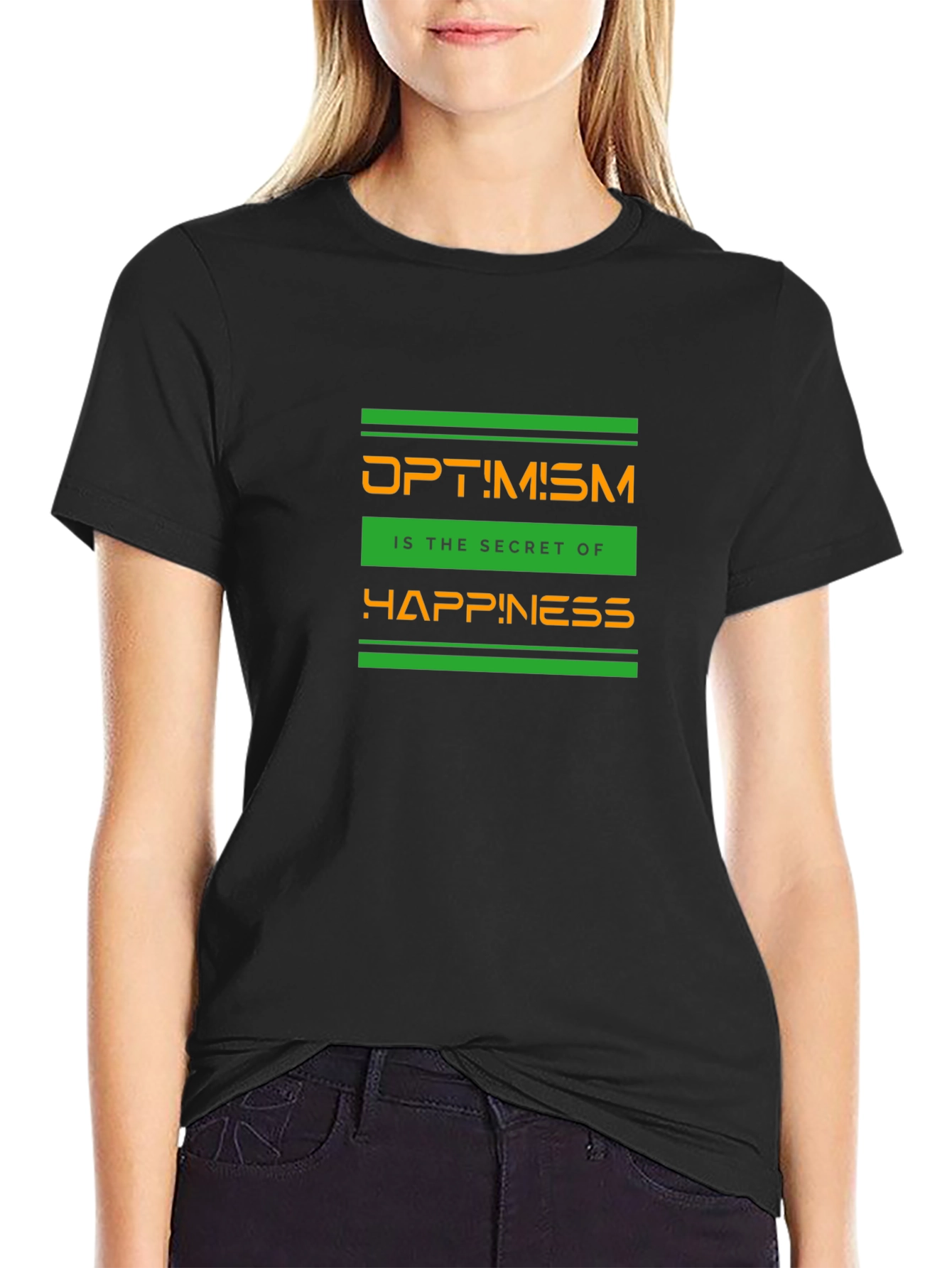 Optimism Graphic T-Shirt - Secret of Happiness - Black