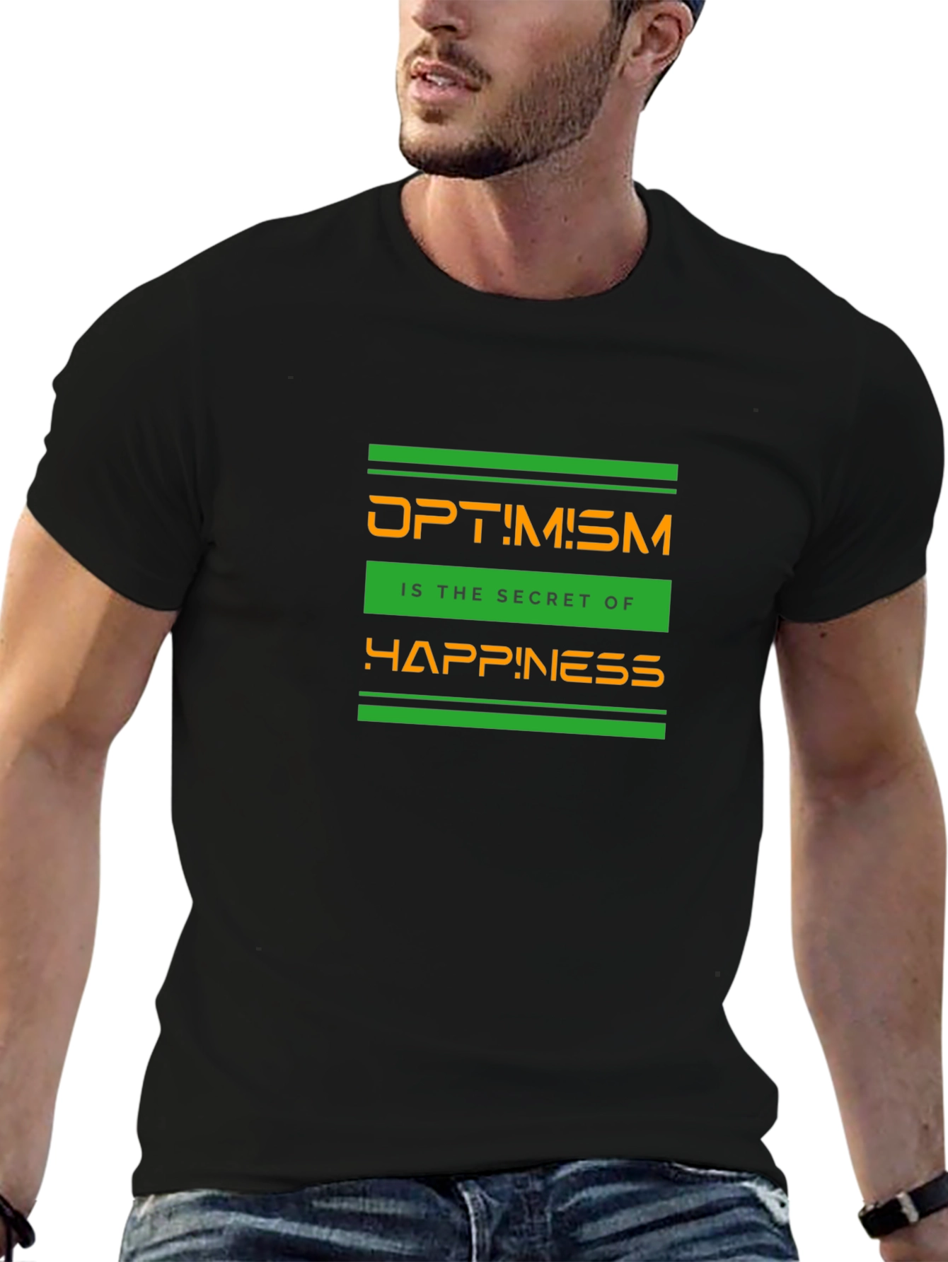 Optimism Graphic T-Shirt - Secret of Happiness - Black