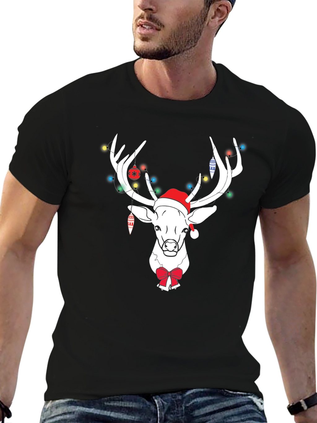 Holiday Deer T-Shirt with Lights & Bow