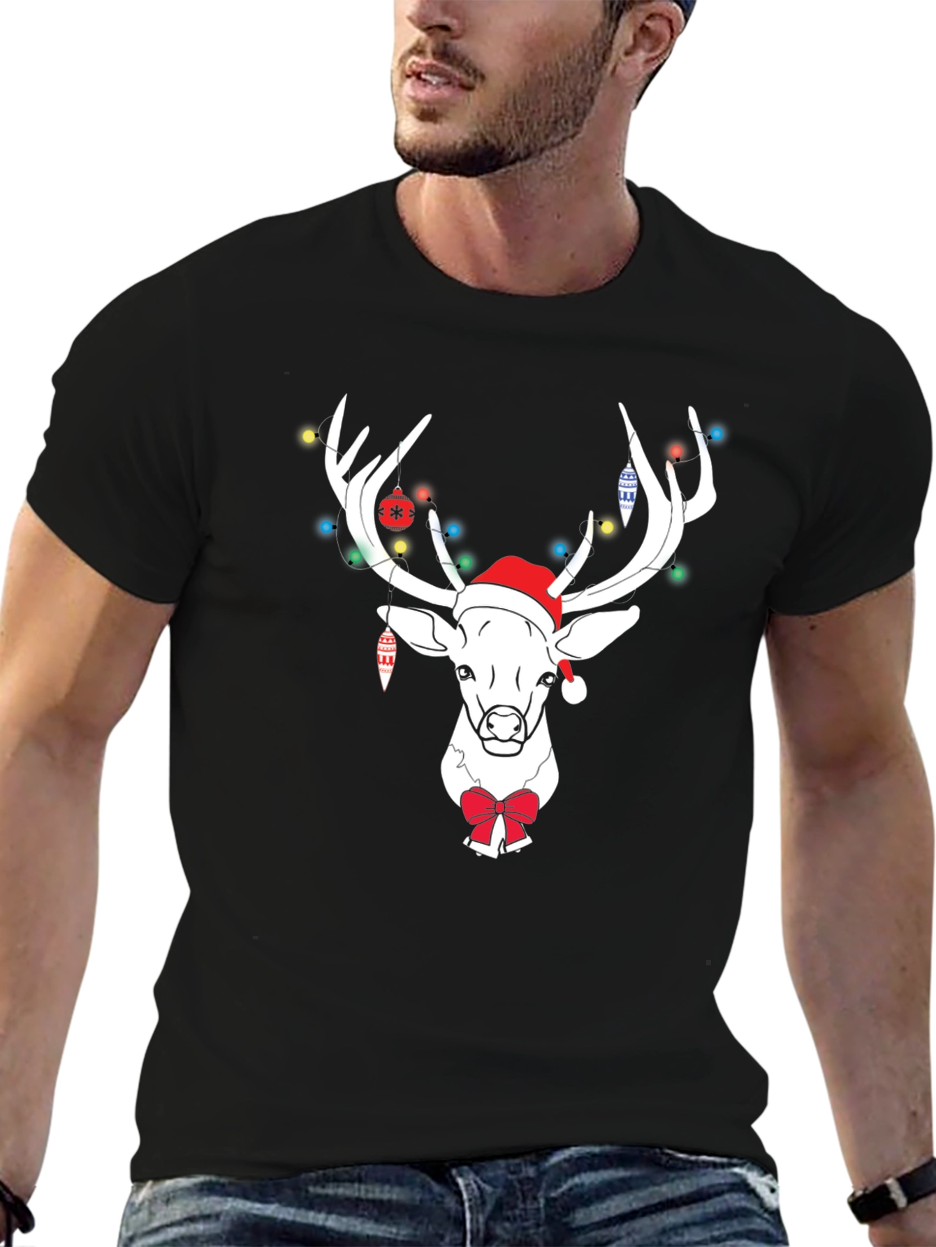 Holiday Deer T-Shirt with Lights & Bow