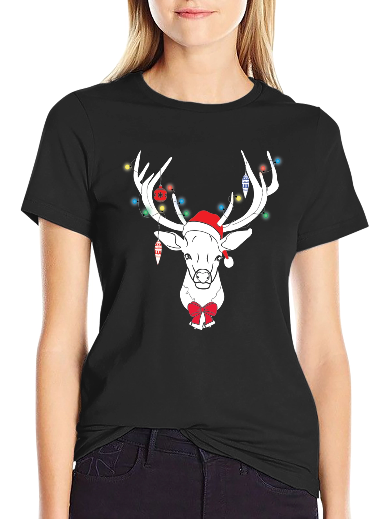 Holiday Deer T-Shirt with Lights & Bow