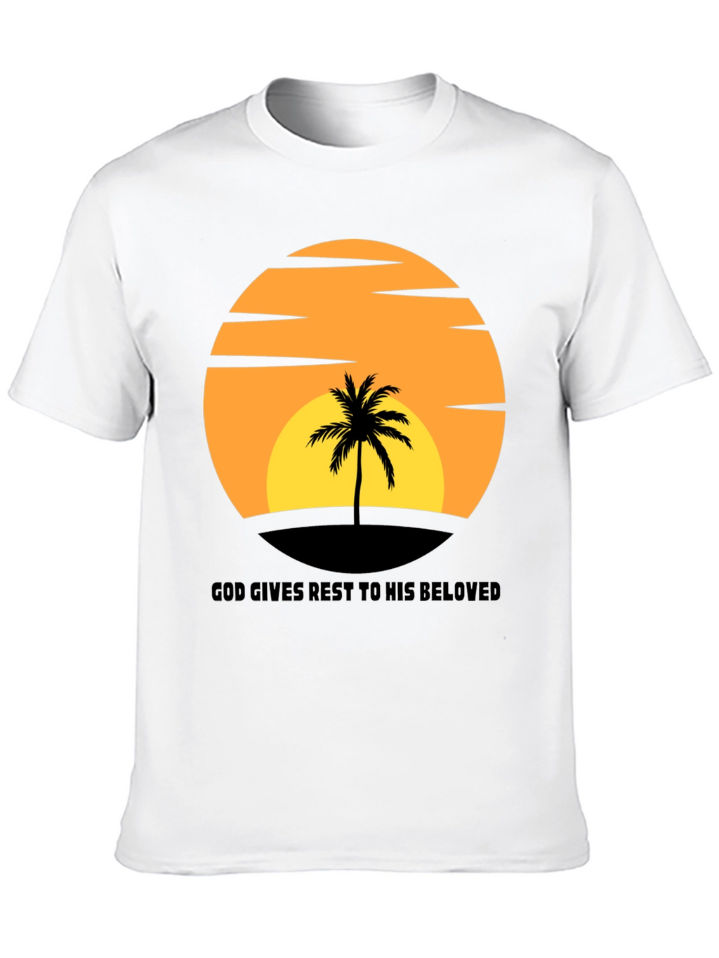 Sunset Palm T-Shirt: God Gives Rest
