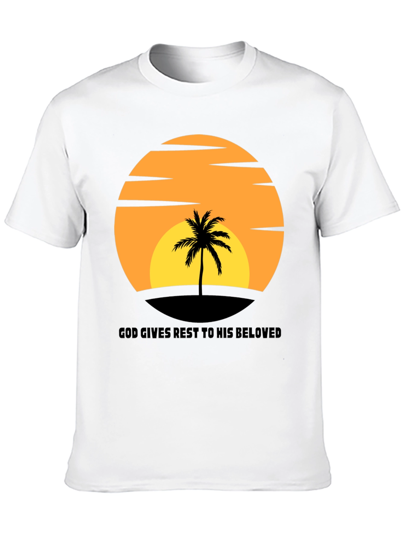 Sunset Palm T-Shirt: God Gives Rest