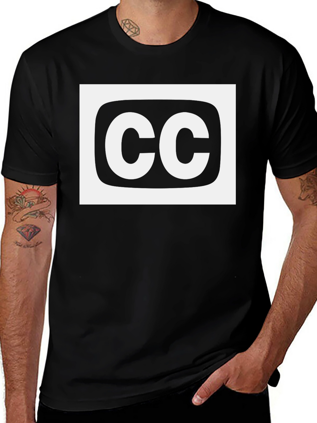 Closed Caption T-Shirt: Black Cotton White CC Logo