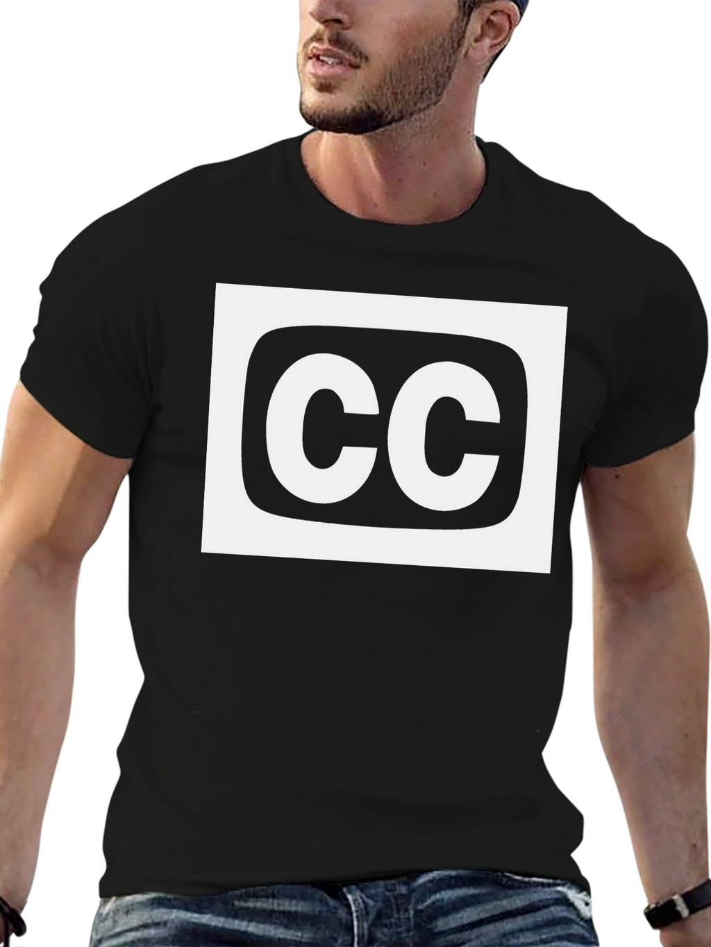 Closed Caption T-Shirt: Black Cotton White CC Logo