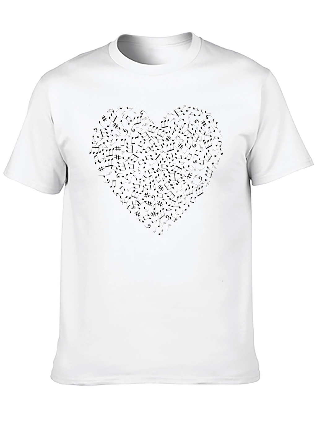 Musical Heart Graphic Tee - Black Crew Neck T-Shirt