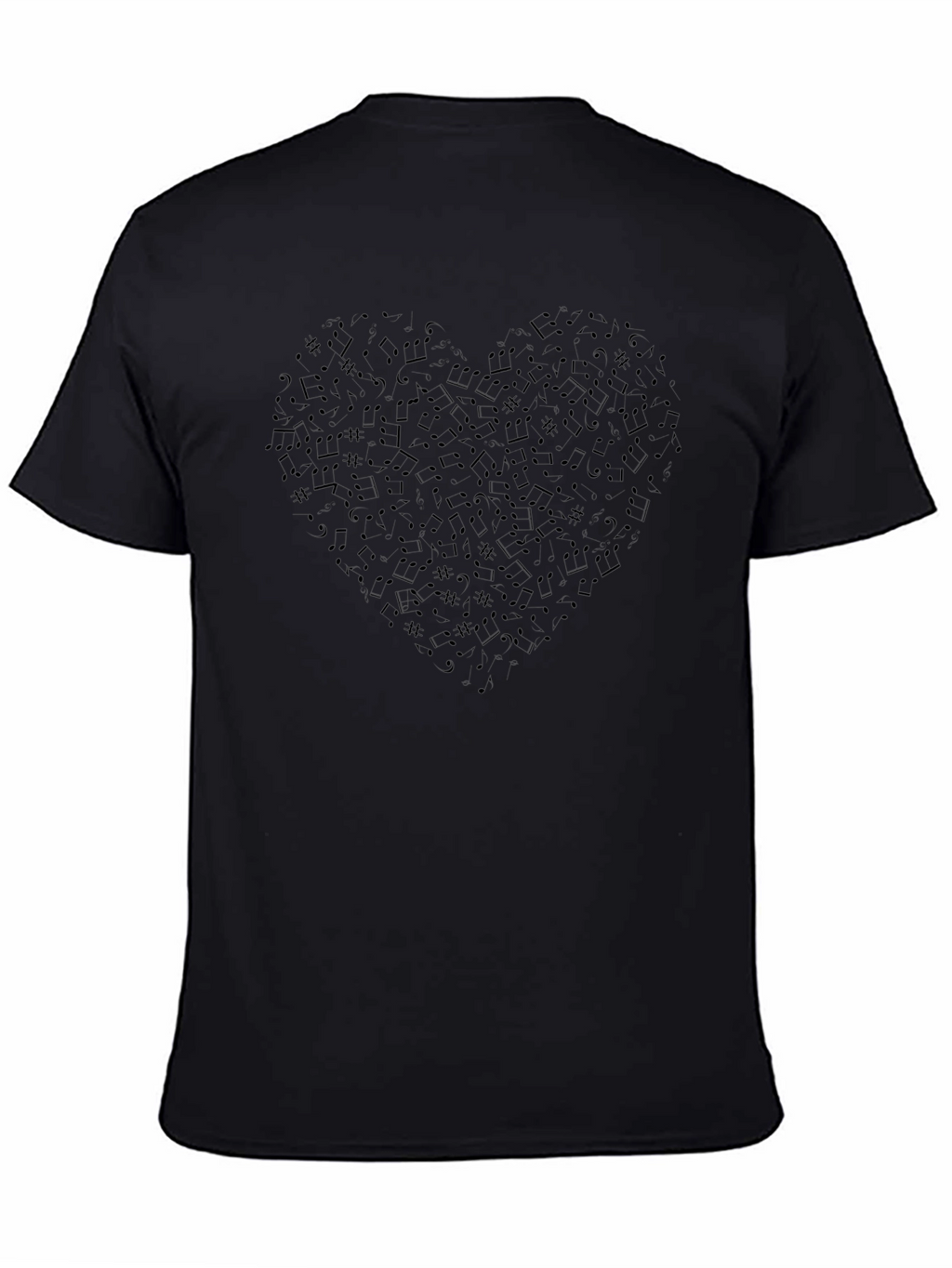 Musical Heart Graphic Tee - Black Crew Neck T-Shirt