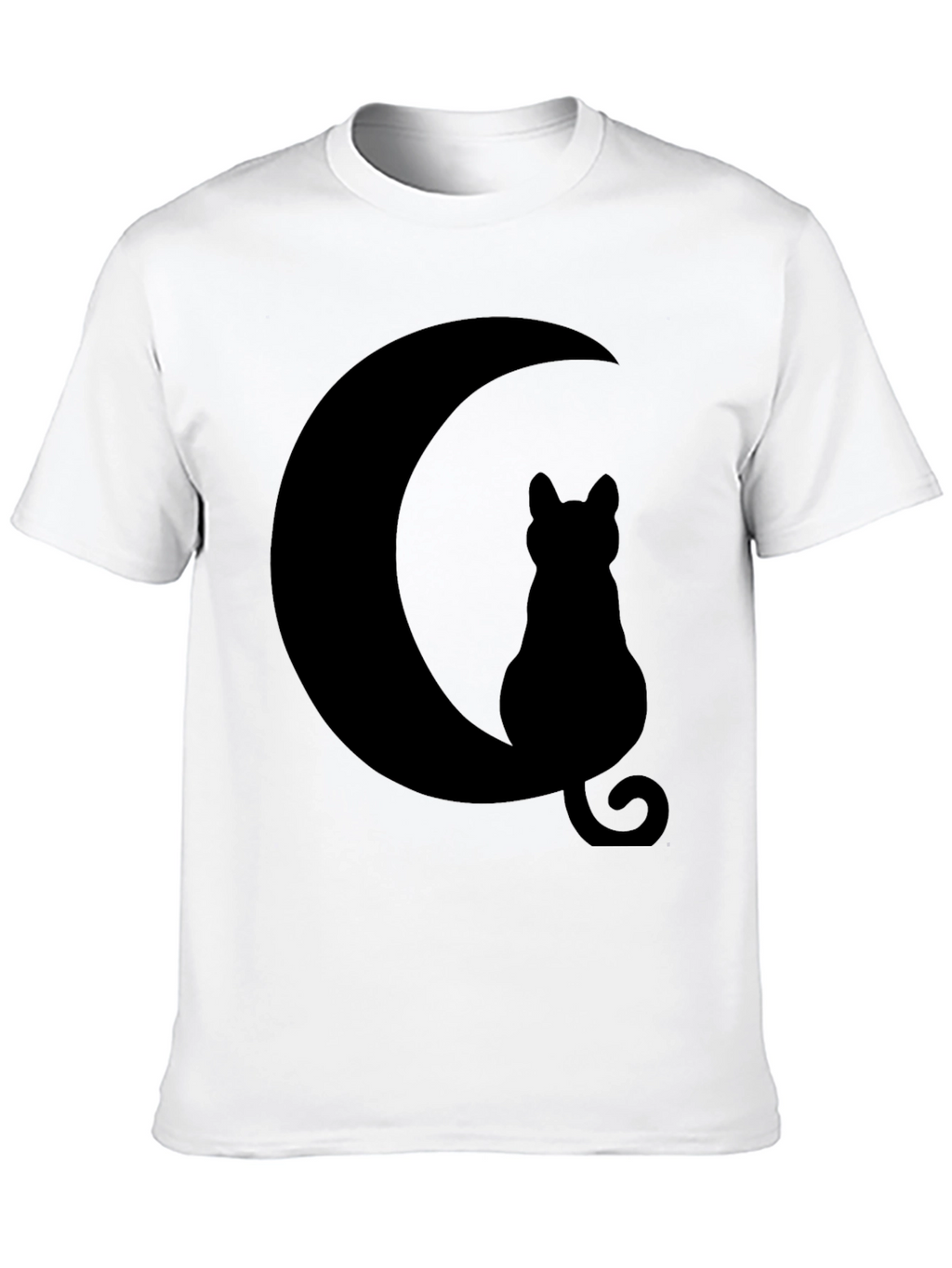 Cat Moon Silhouette T-Shirt - Black Cotton Blend