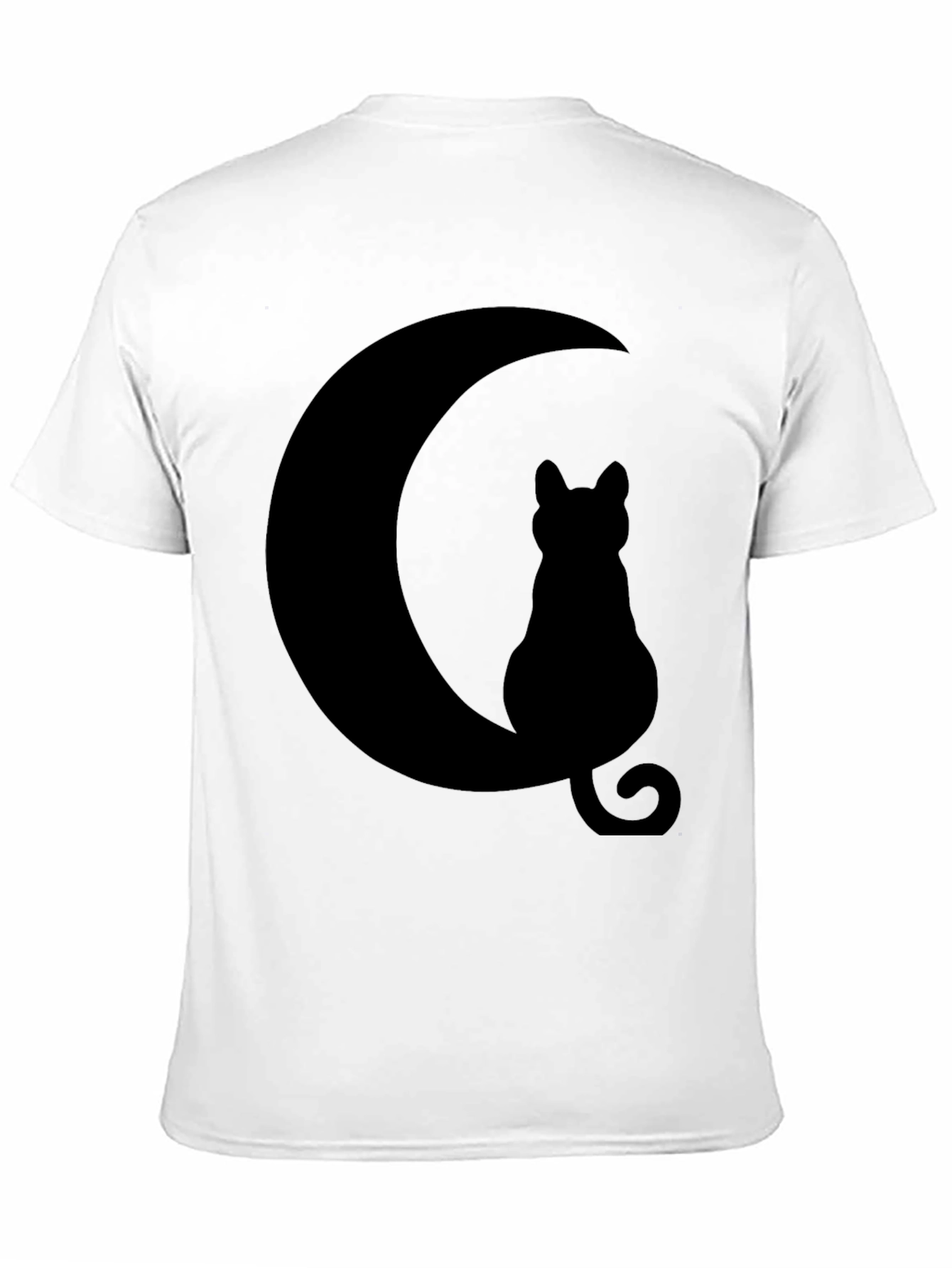 Cat Moon Silhouette T-Shirt - Black Cotton Blend