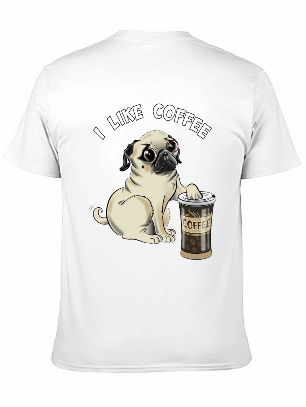 Pug I Like Coffee Black T-Shirt