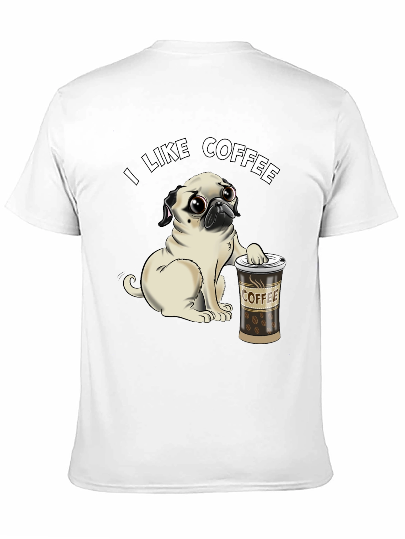 Pug I Like Coffee Black T-Shirt