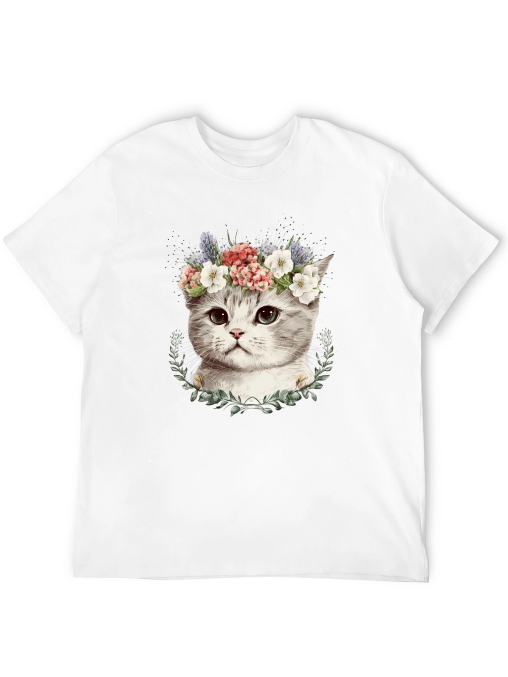 Floral Crown Cat T-Shirt - Stylish Graphic Tee