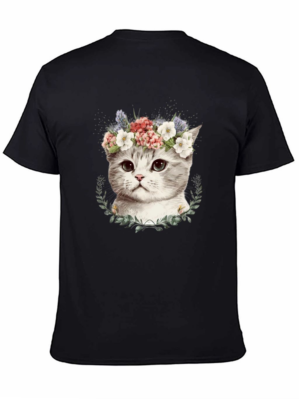 Floral Crown Cat T-Shirt - Stylish Graphic Tee