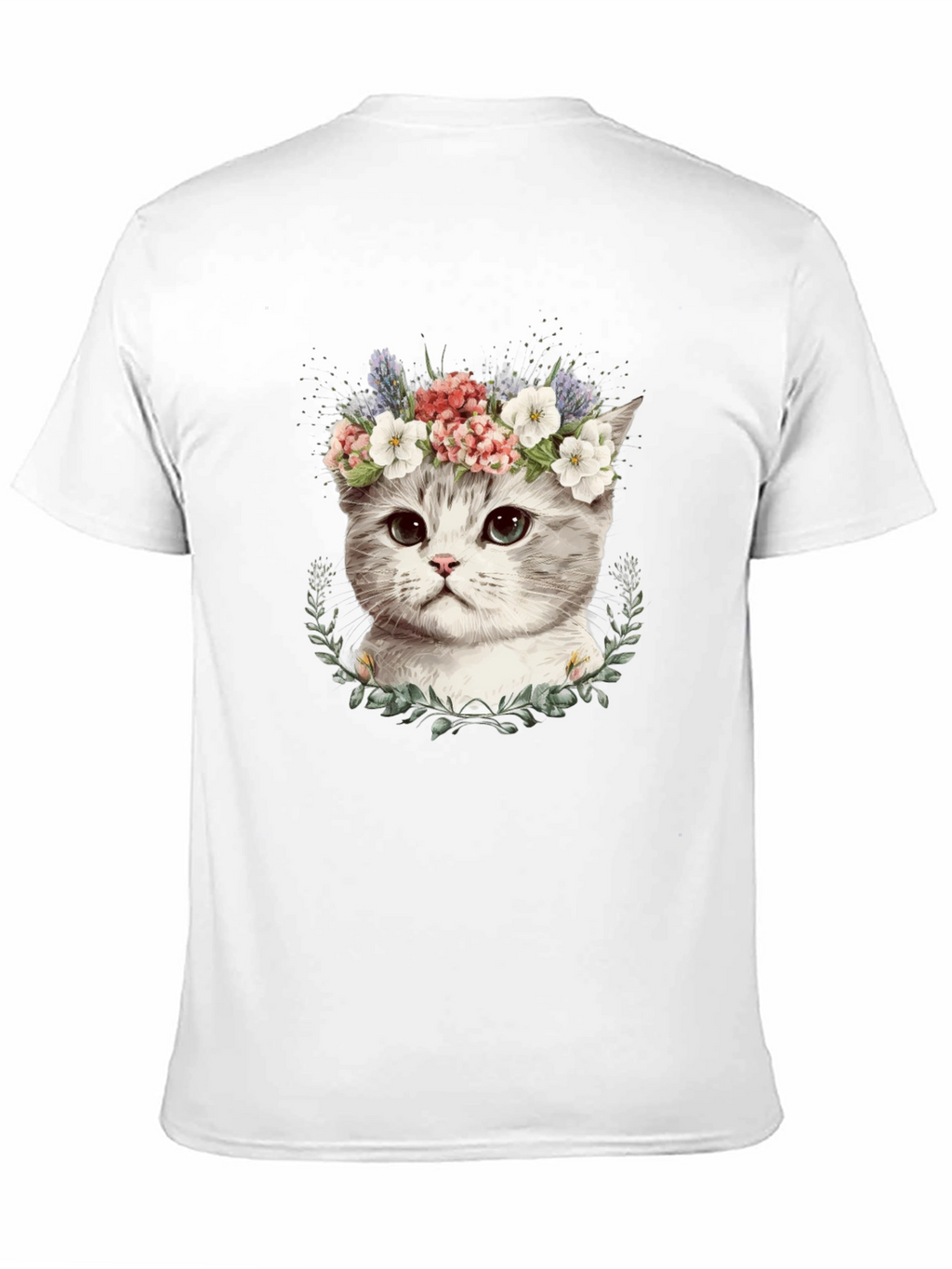 Floral Crown Cat T-Shirt - Stylish Graphic Tee