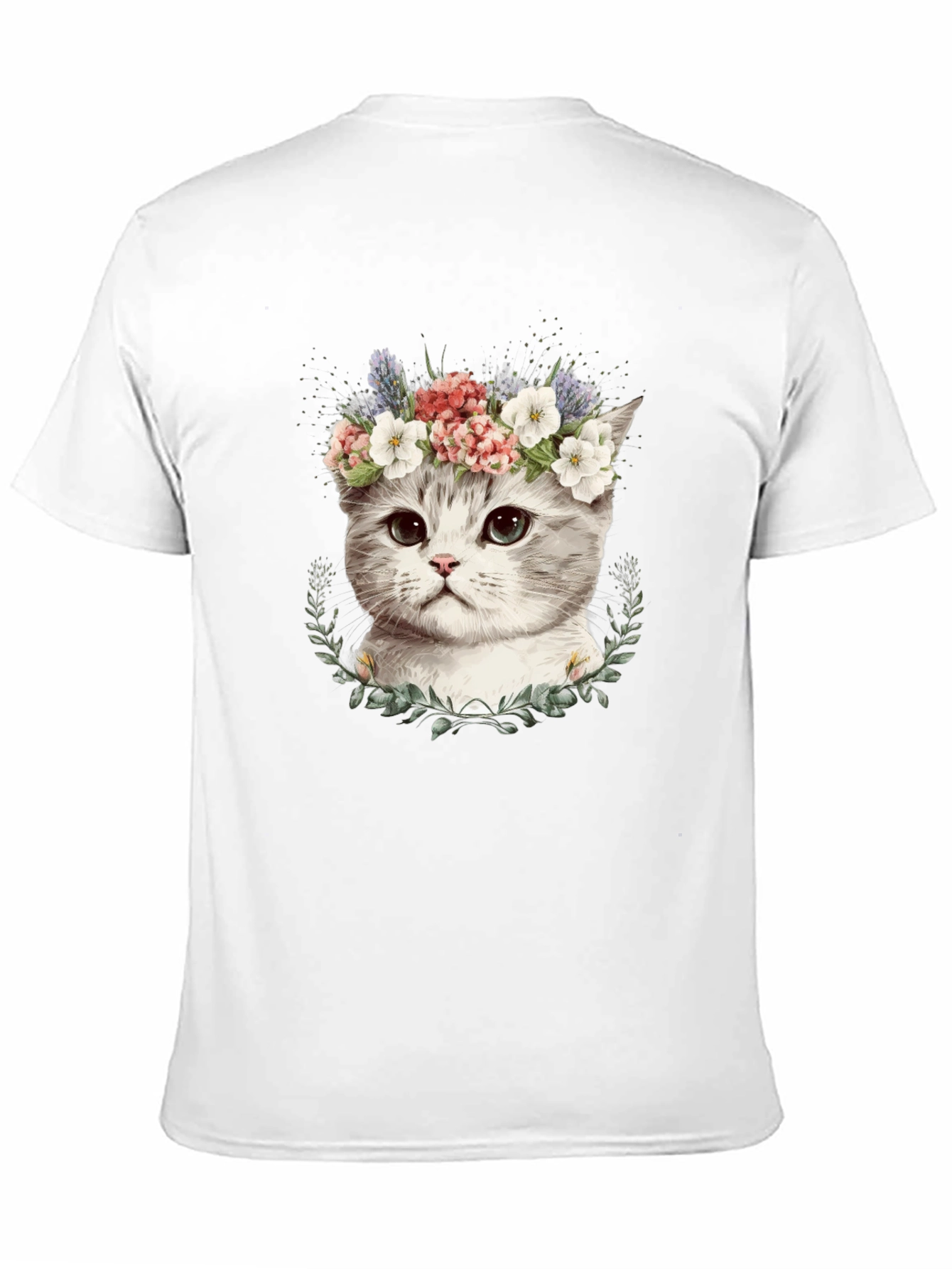 Floral Crown Cat T-Shirt - Stylish Graphic Tee