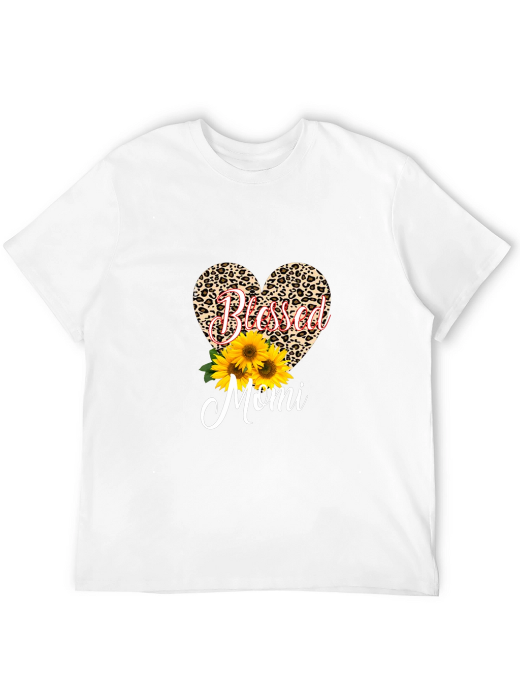 Blessed Momi Leopard Heart Graphic Tee