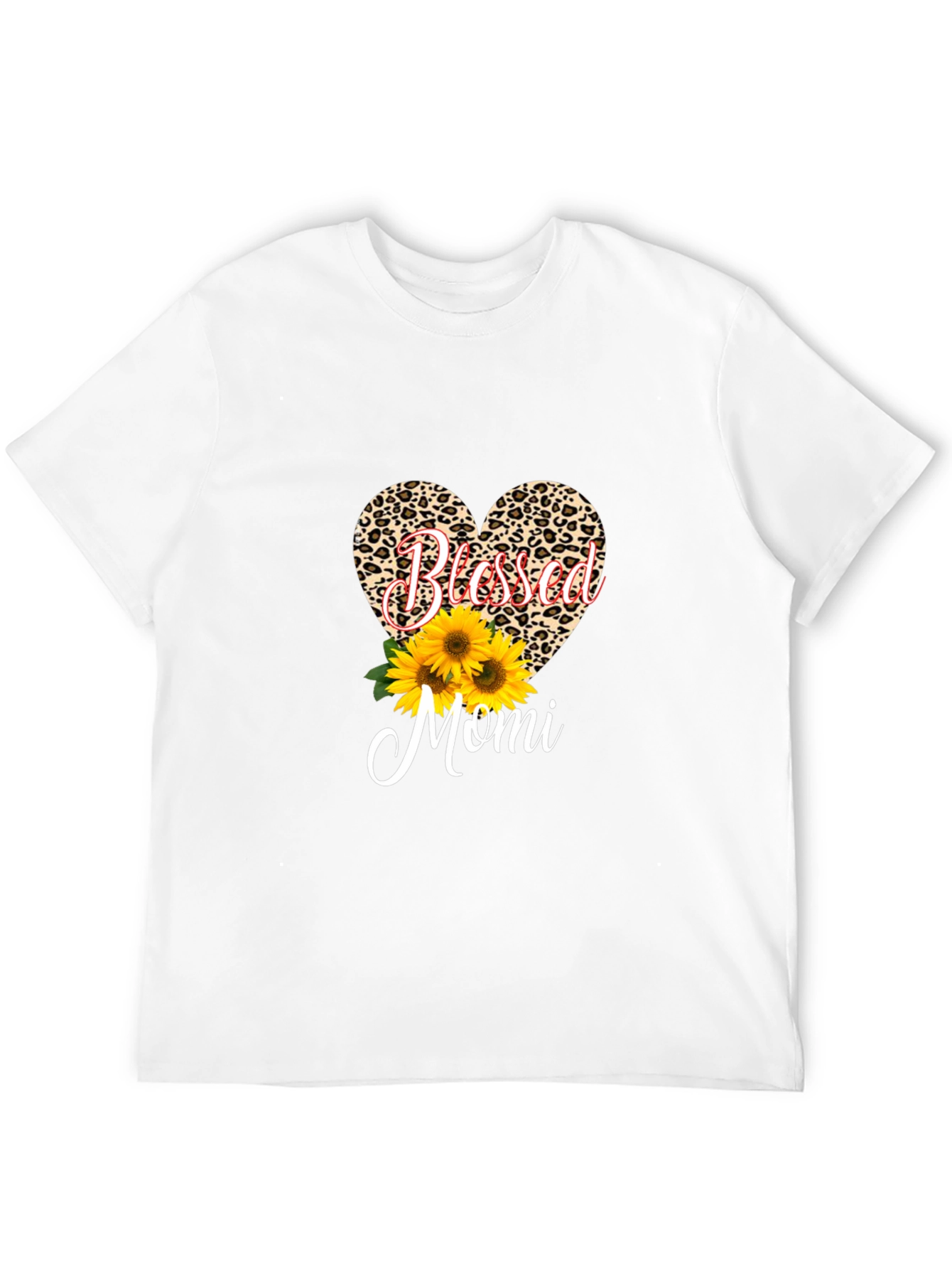 Blessed Momi Leopard Heart Graphic Tee