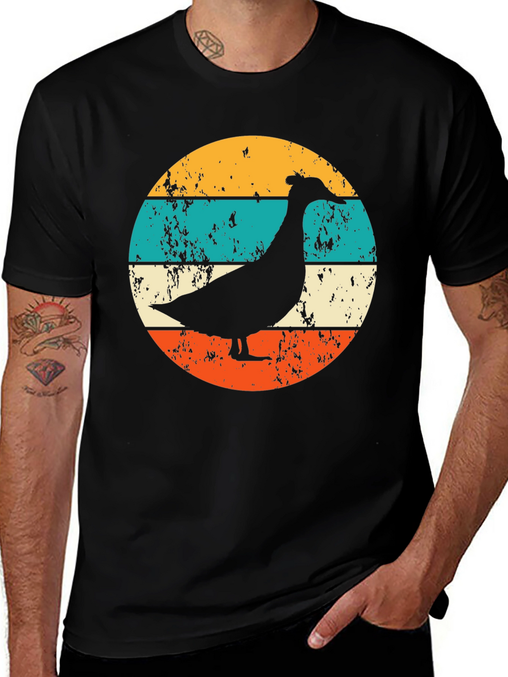 Retro Goose Graphic T-Shirt - Black