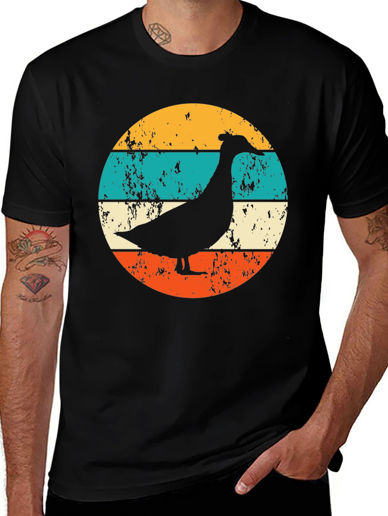 Retro Goose Graphic T-Shirt - Black