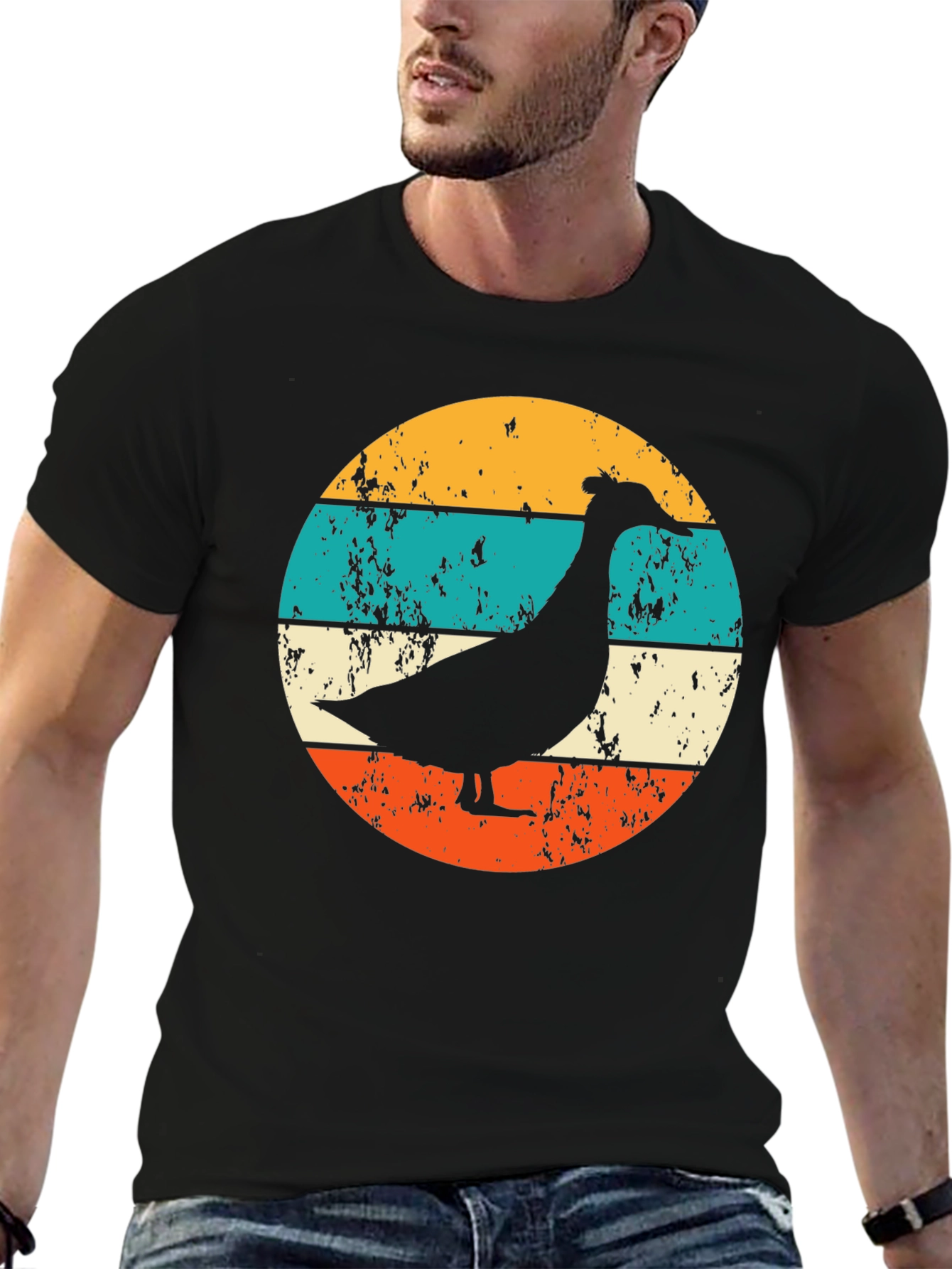 Retro Goose Graphic T-Shirt - Black