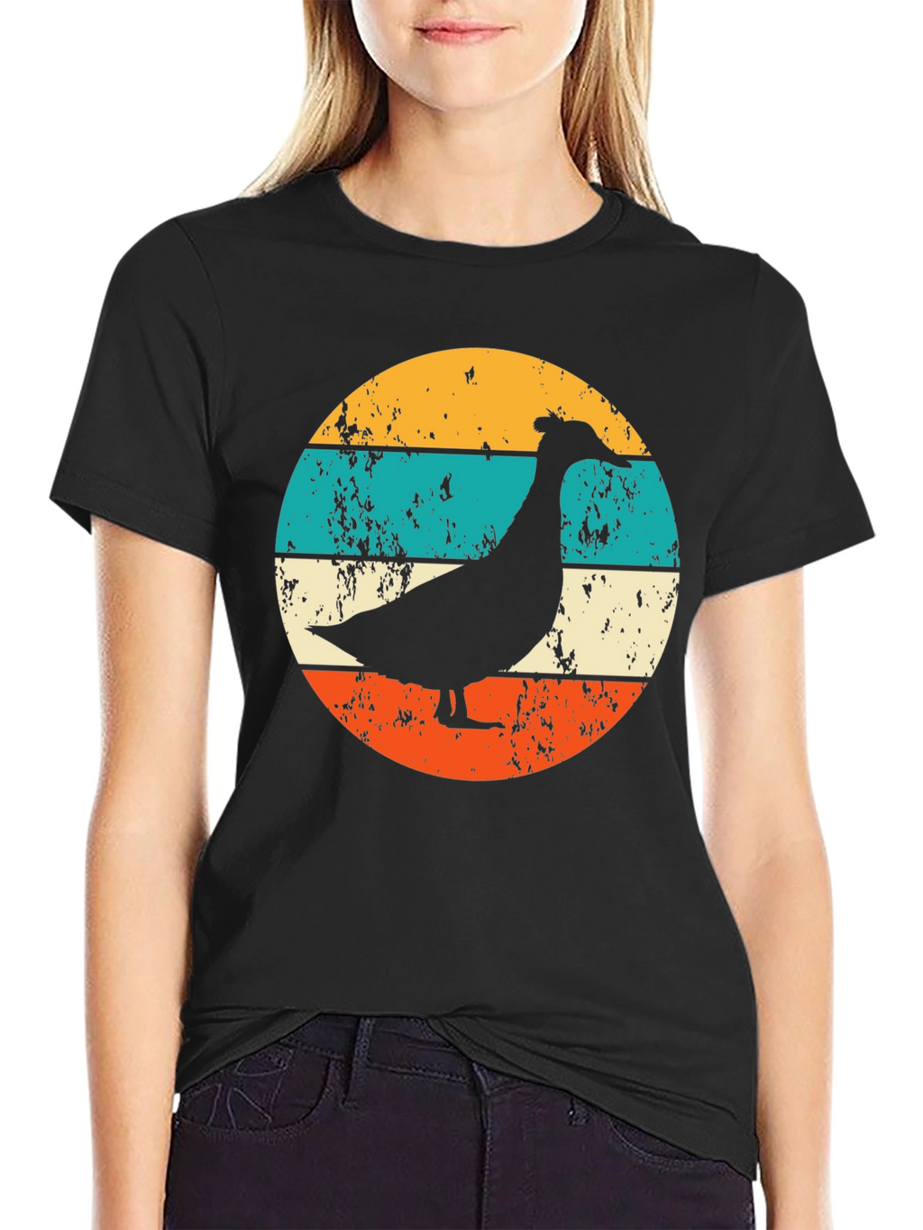 Retro Goose Graphic T-Shirt - Black