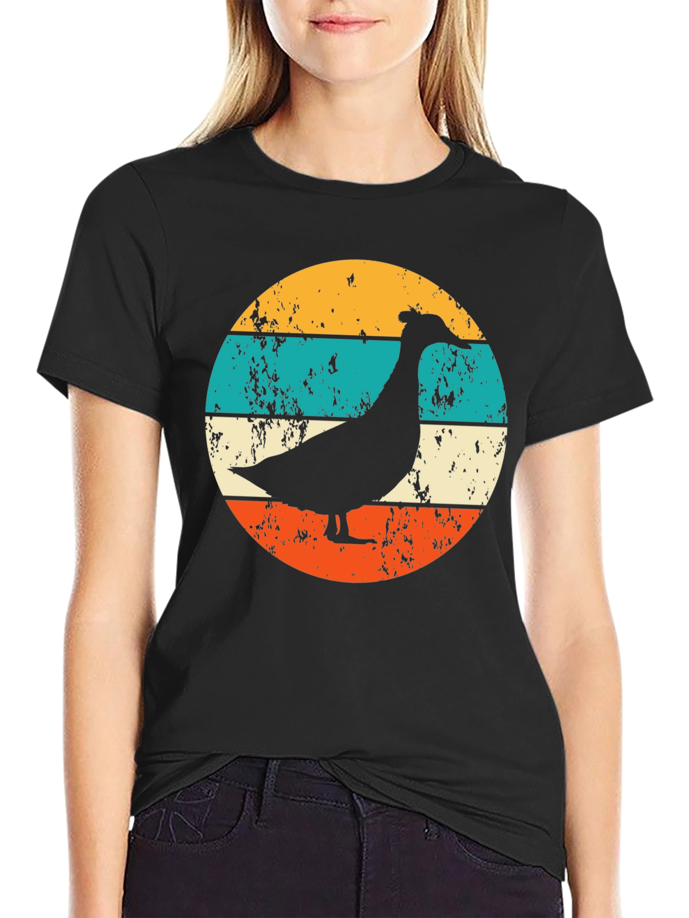 Retro Goose Graphic T-Shirt - Black
