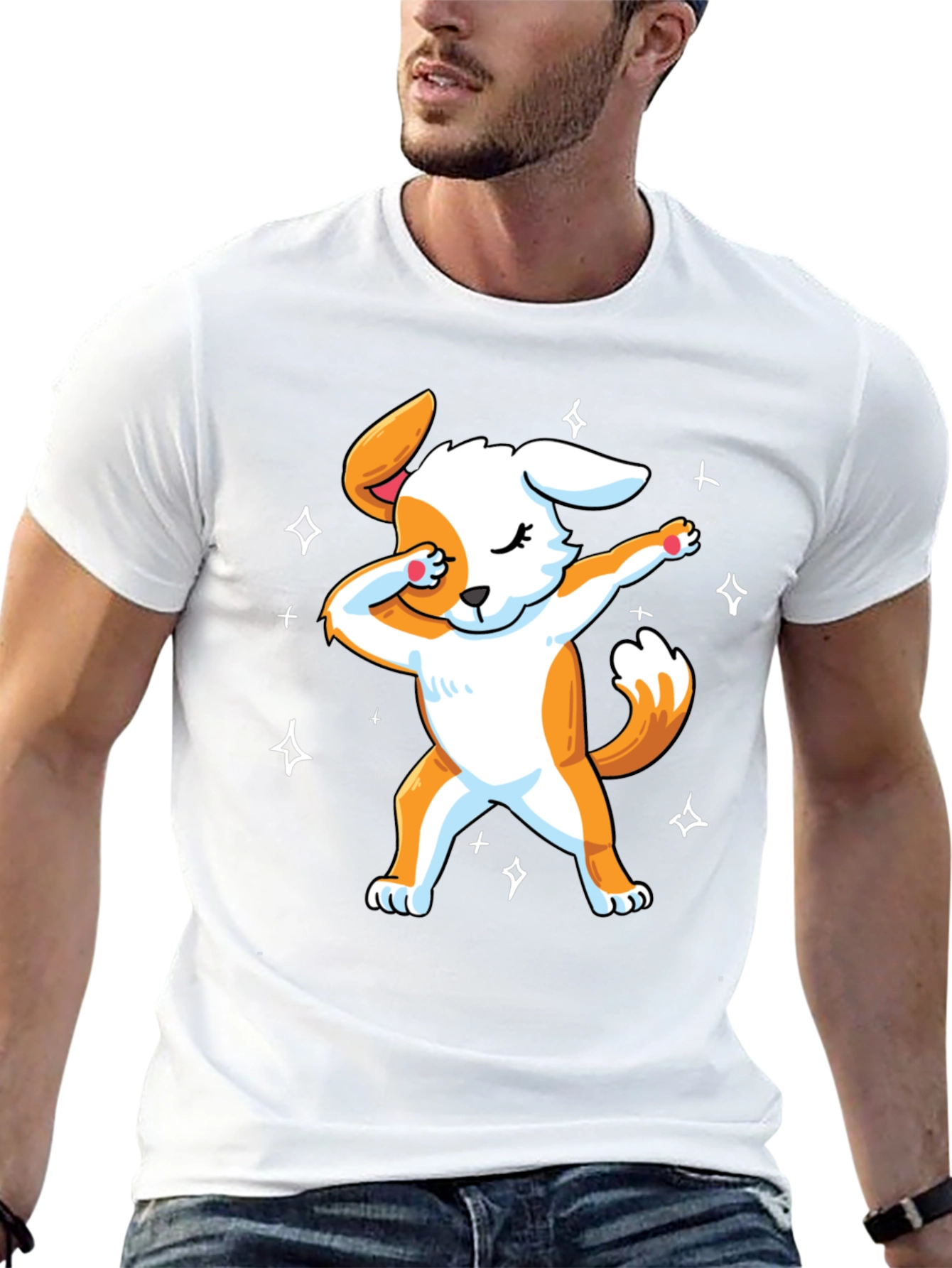 Dabbing Dog Graphic T-Shirt - Trendy Mens Black Tee