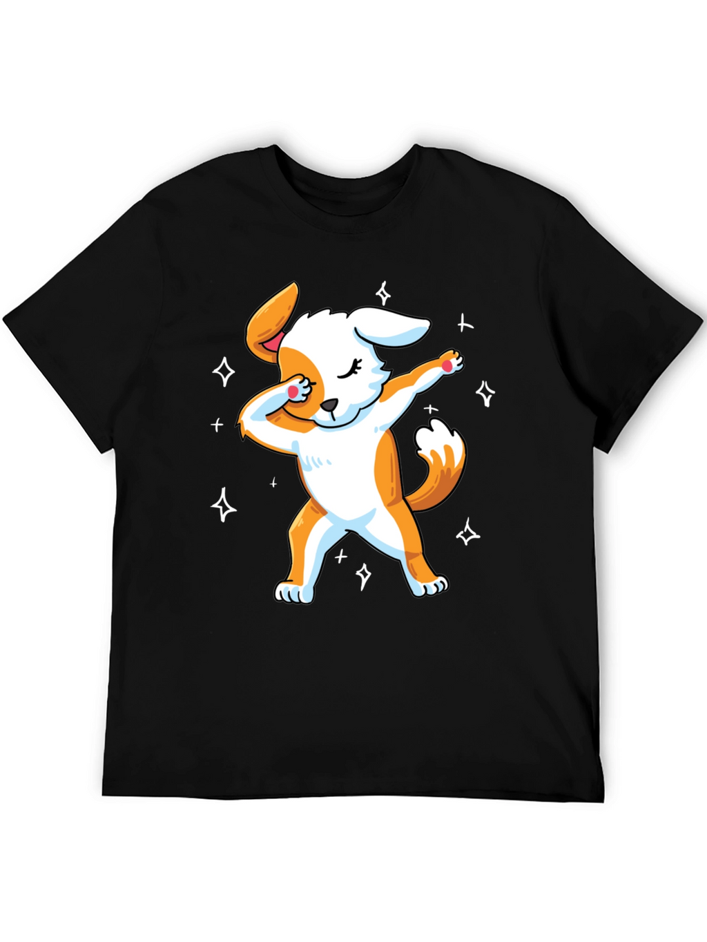 Dabbing Dog Graphic T-Shirt - Trendy Mens Black Tee