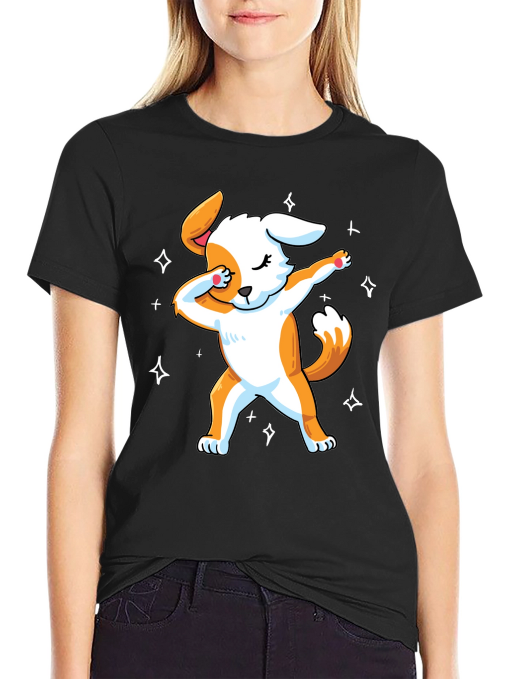 Dabbing Dog Graphic T-Shirt - Trendy Mens Black Tee