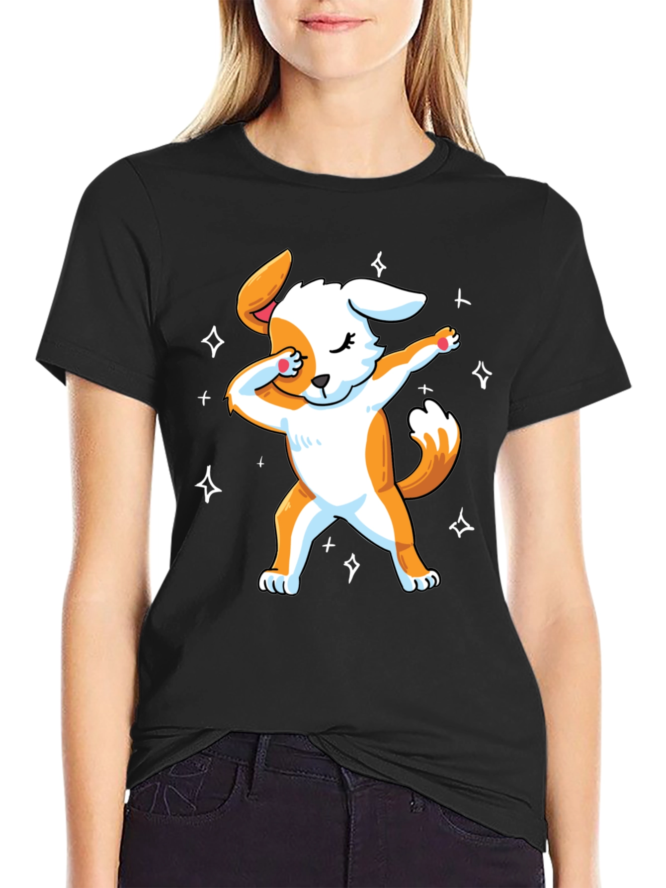 Dabbing Dog Graphic T-Shirt - Trendy Mens Black Tee