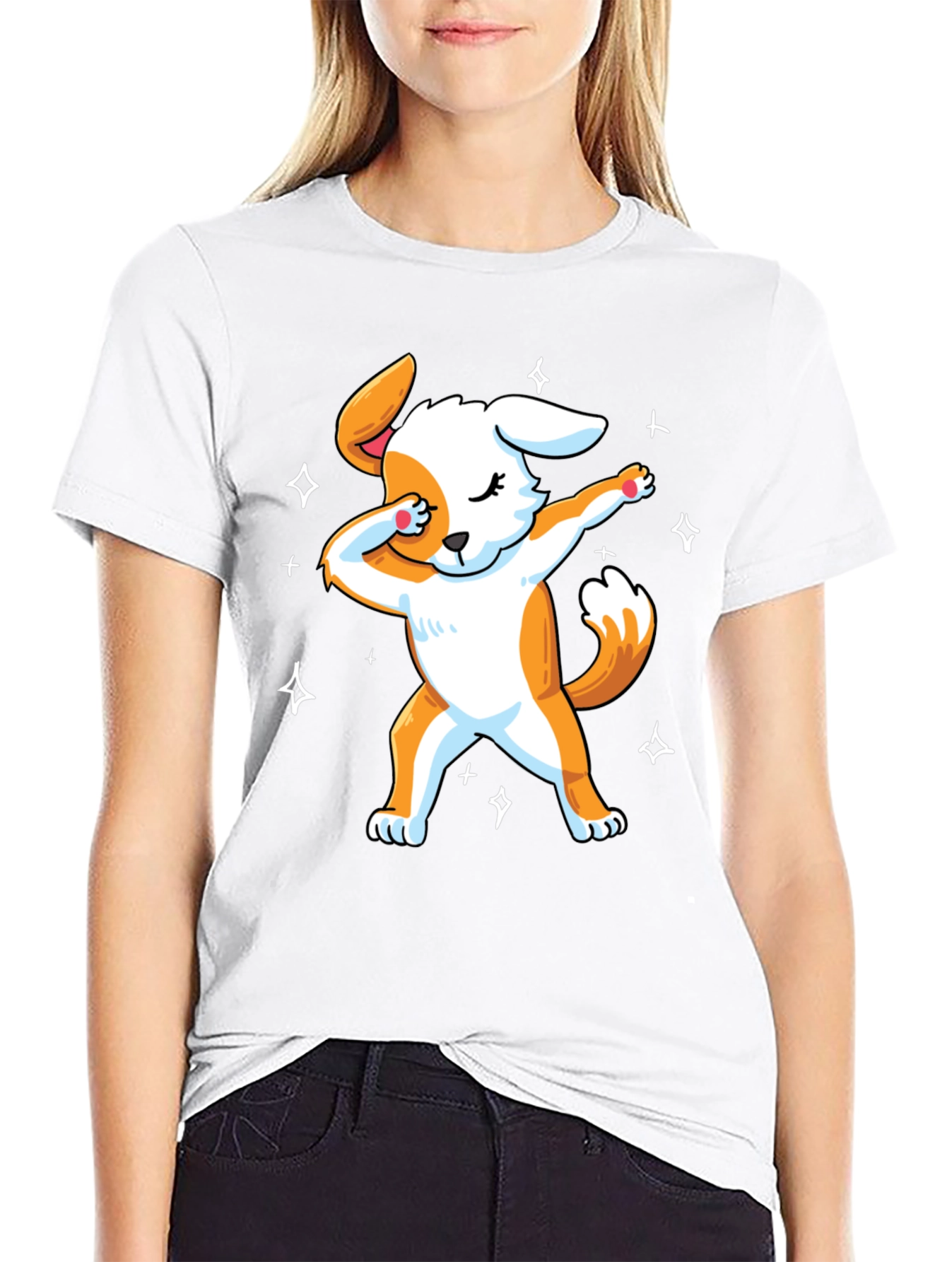 Dabbing Dog Graphic T-Shirt - Trendy Mens Black Tee