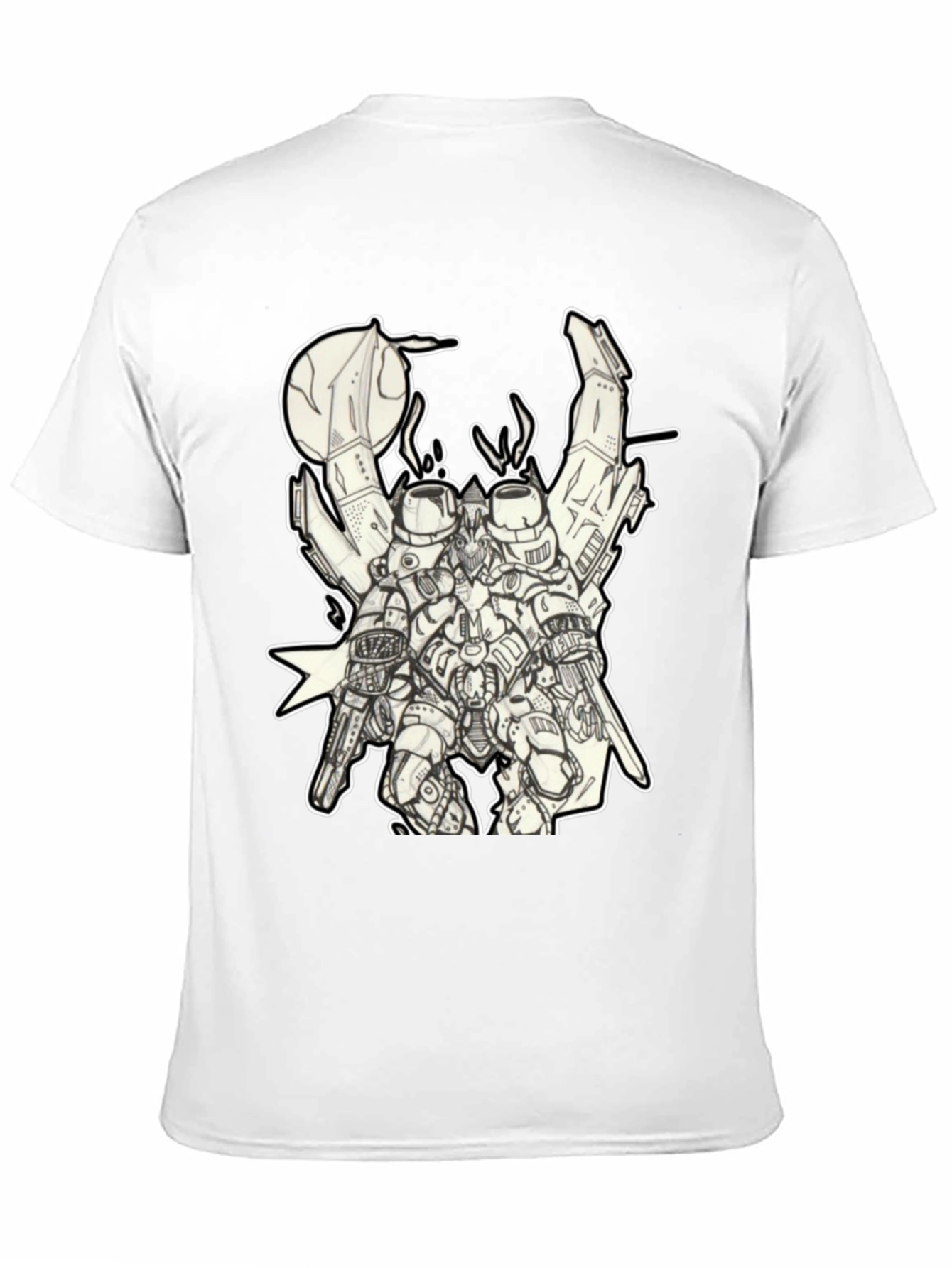 Futuristic Robot Graphic Black T-Shirt