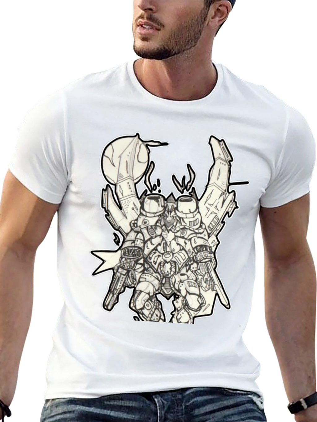 Futuristic Robot Graphic Black T-Shirt