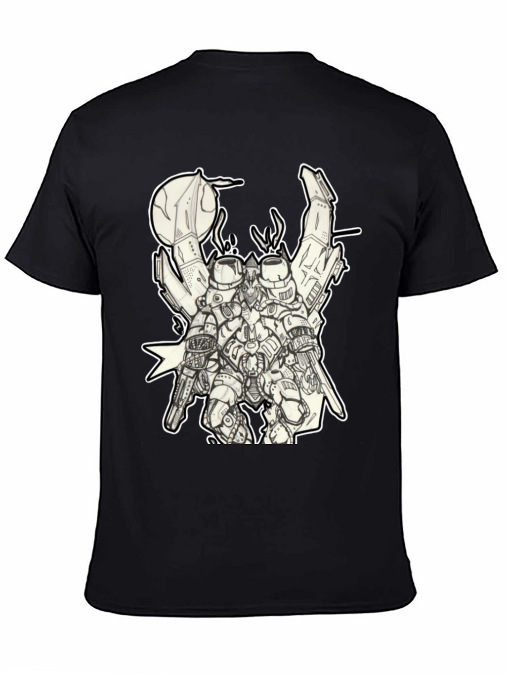 Futuristic Robot Graphic Black T-Shirt