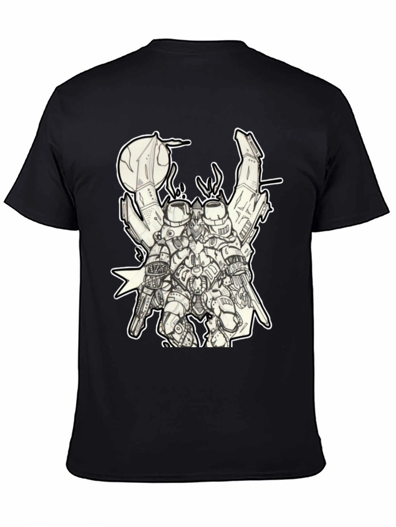 Futuristic Robot Graphic Black T-Shirt