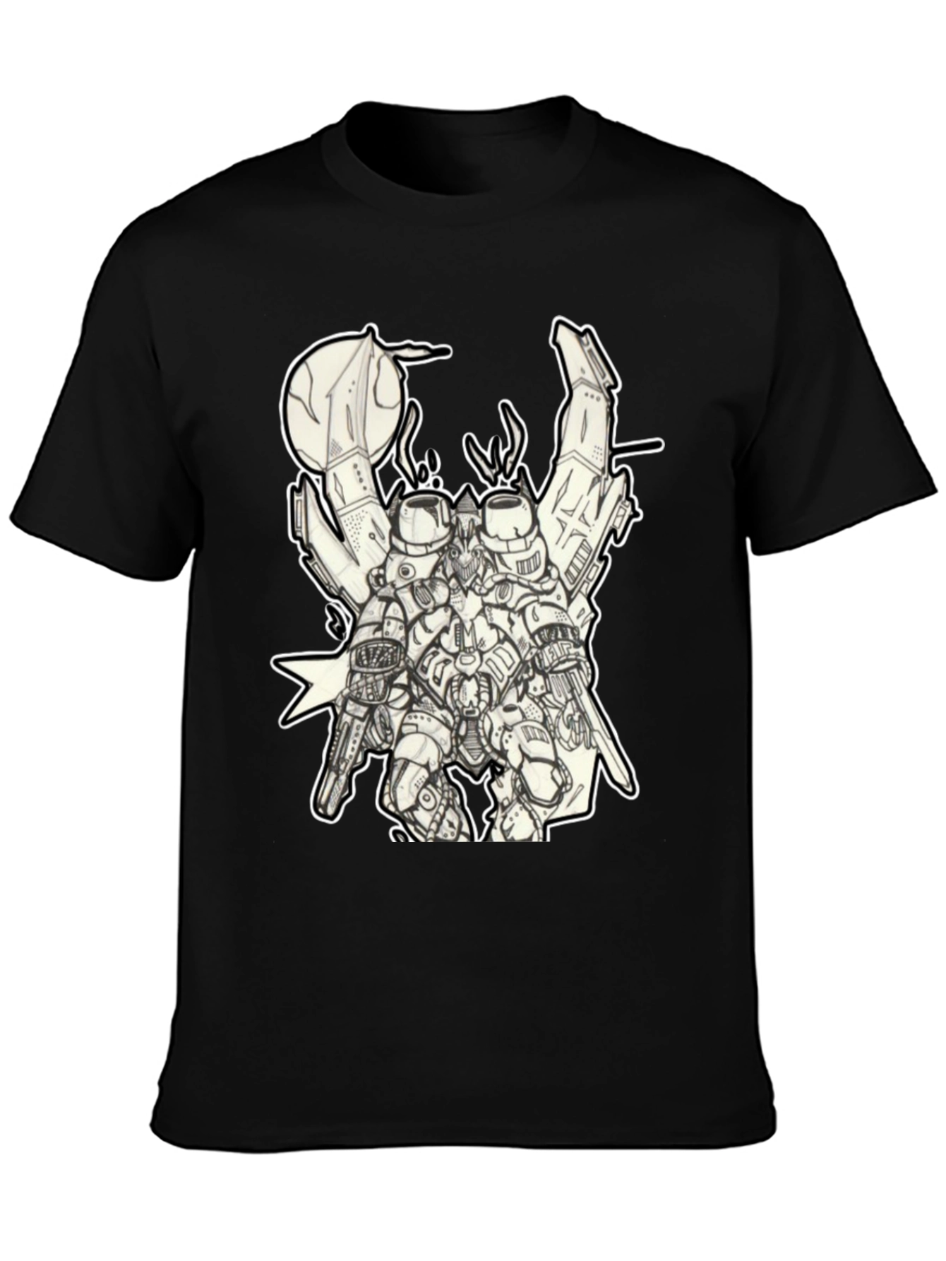 Futuristic Robot Graphic Black T-Shirt
