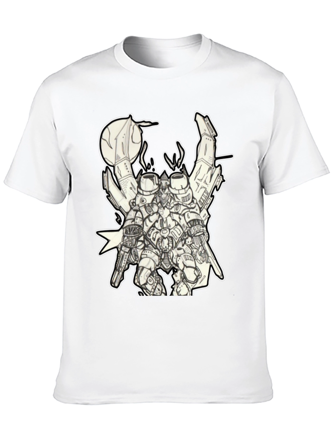 Futuristic Robot Graphic Black T-Shirt