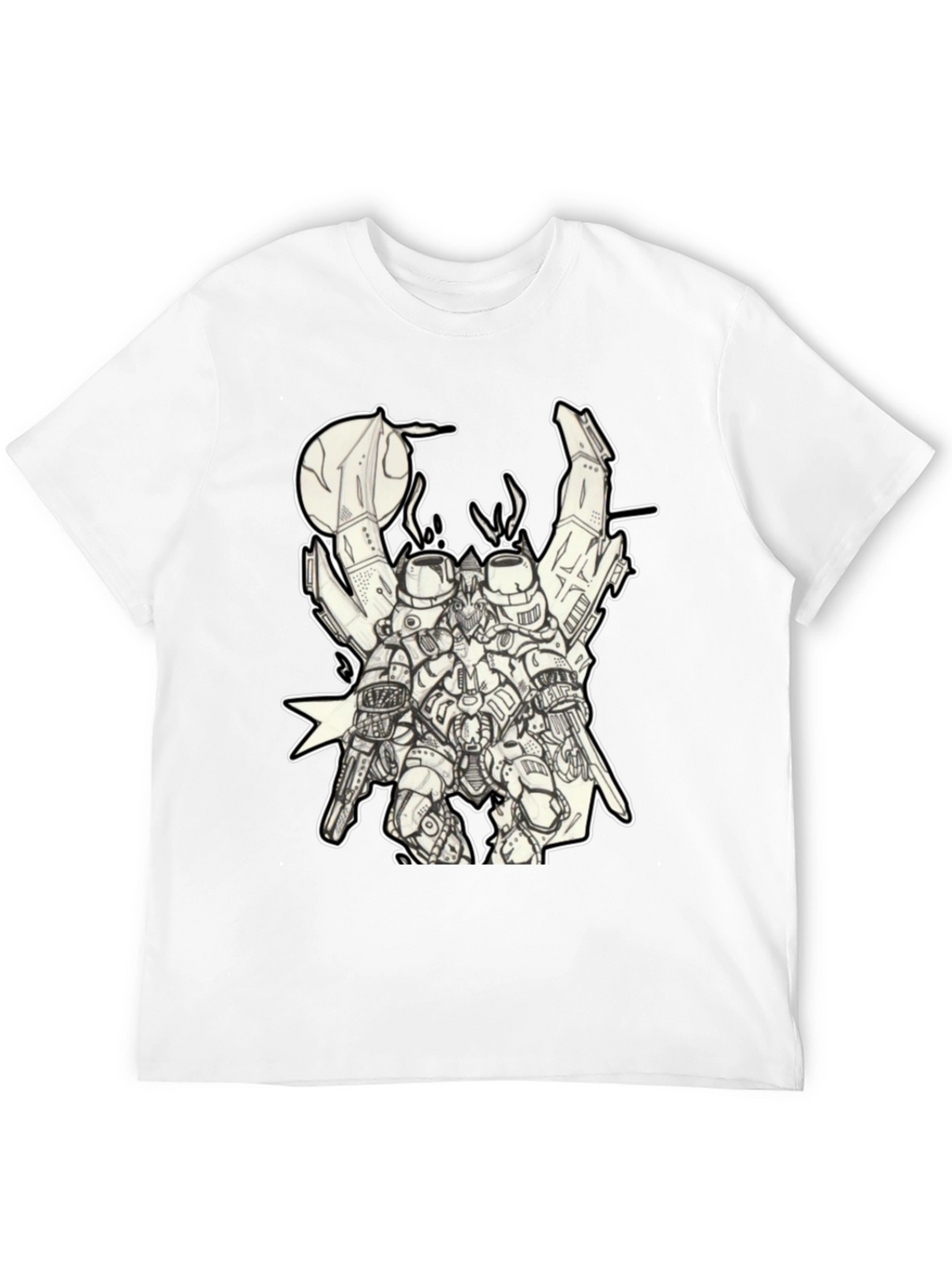 Futuristic Robot Graphic Black T-Shirt