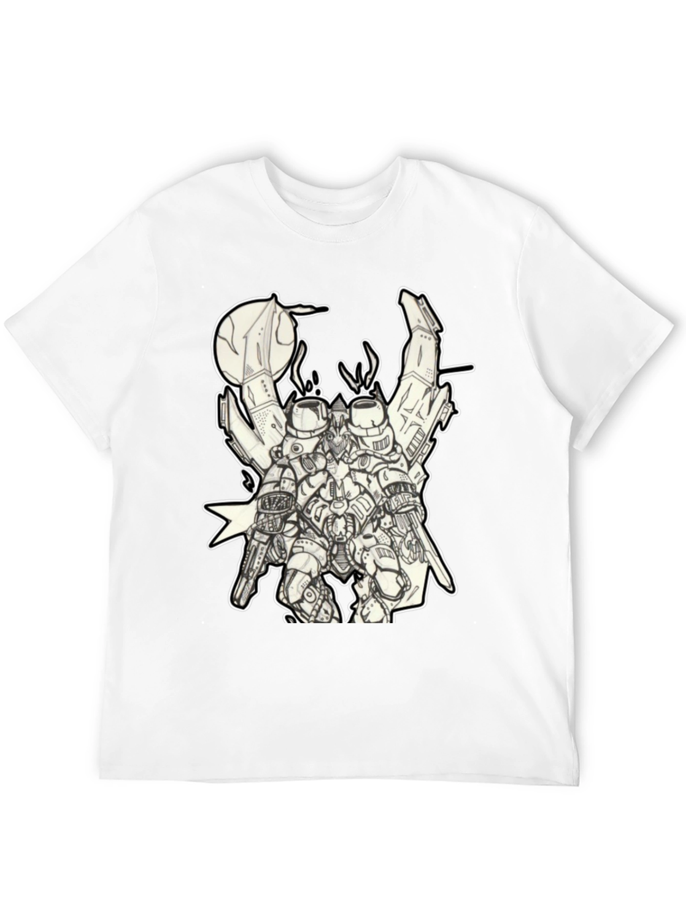 Futuristic Robot Graphic Black T-Shirt