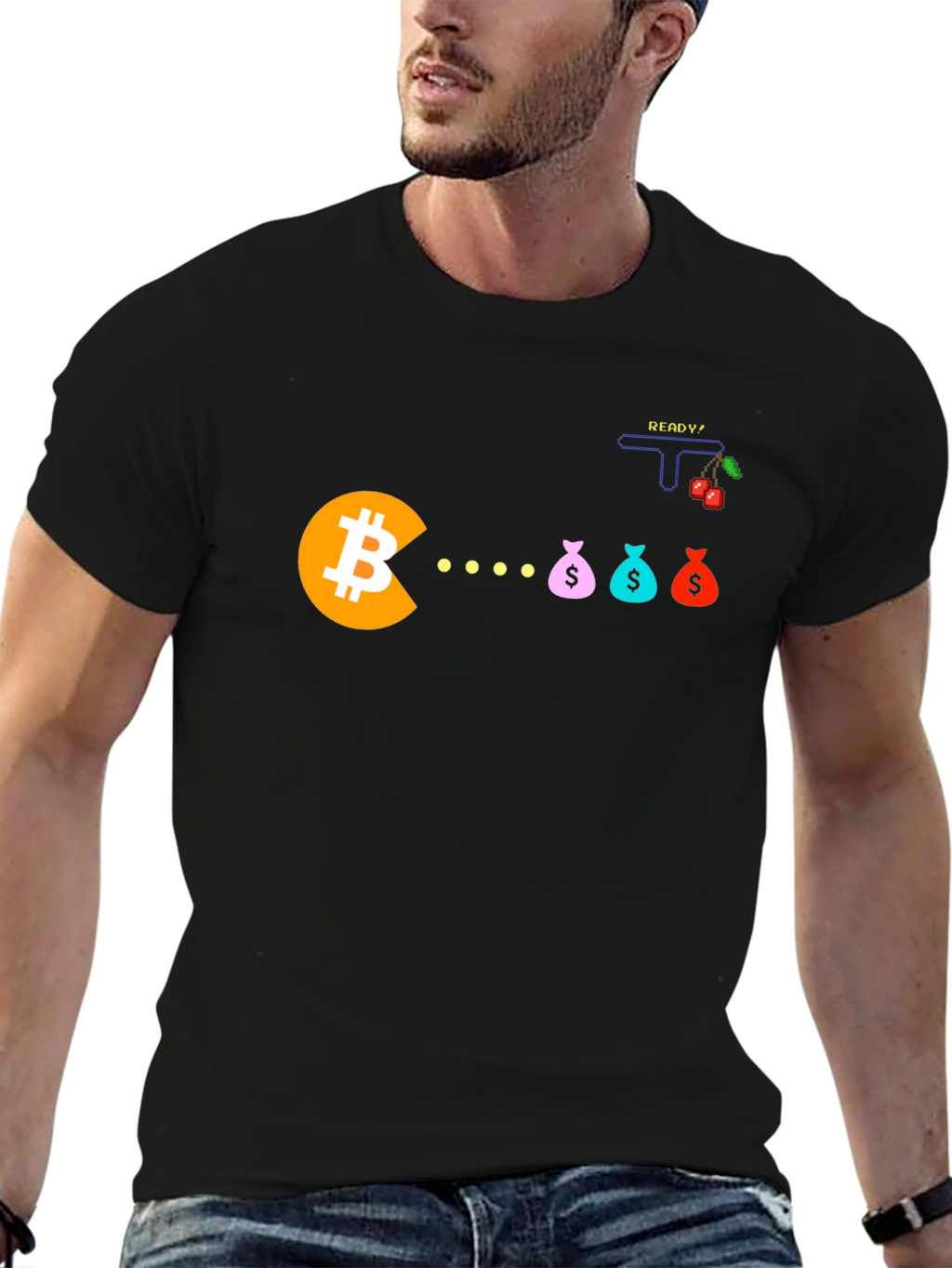 Bitcoin Pacman T-Shirt - Crypto Gamer Tee
