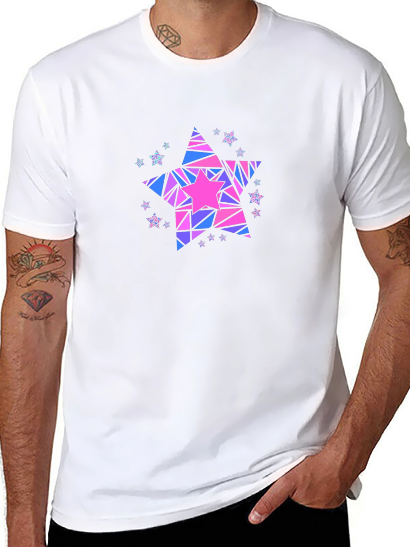 Geometric Star Graphic T-Shirt - Black