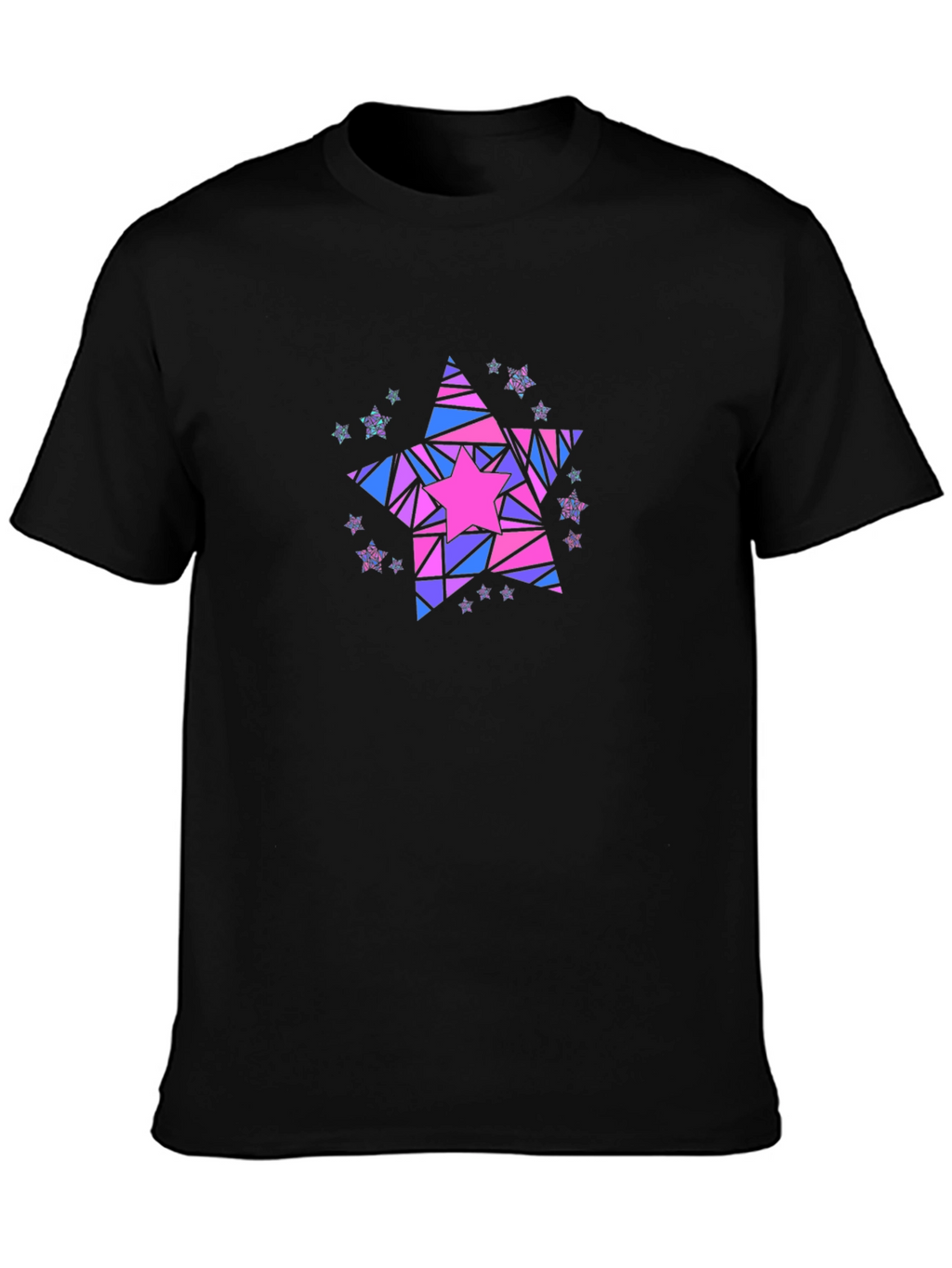 Geometric Star Graphic T-Shirt - Black